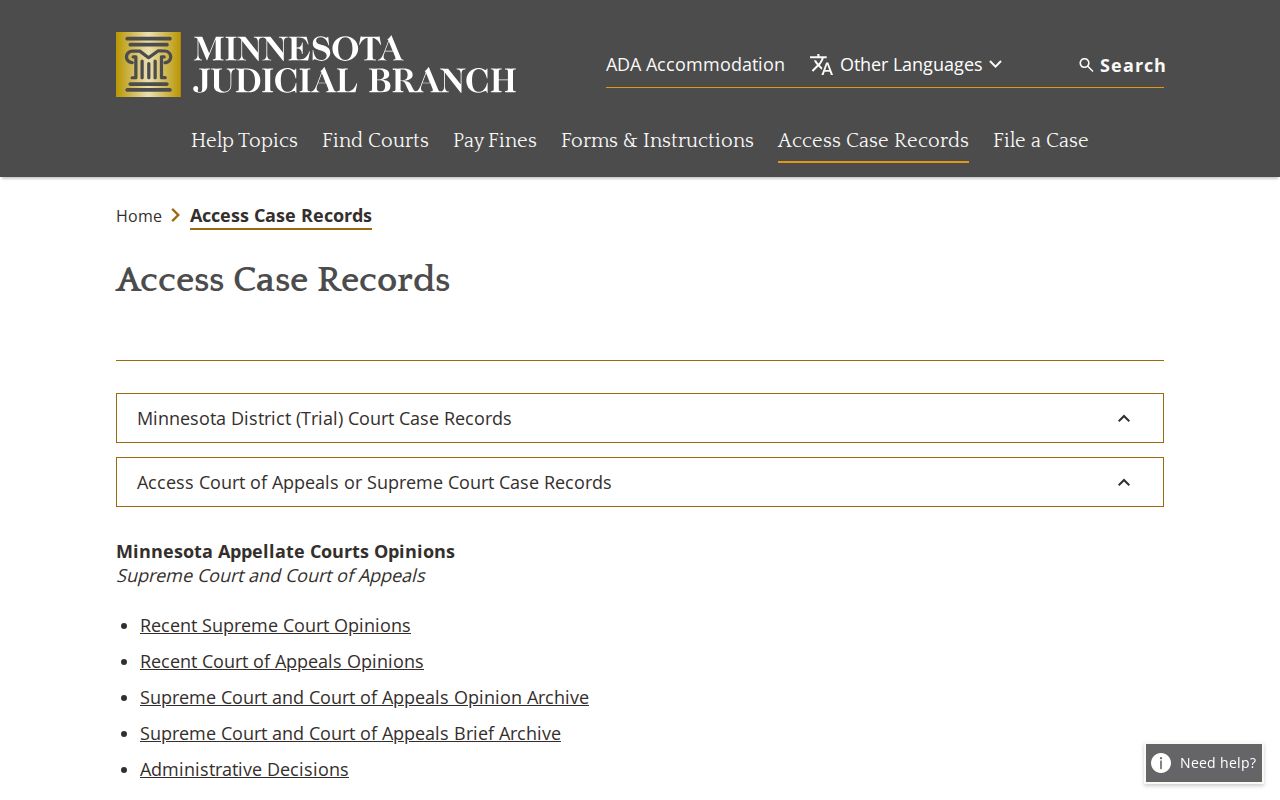 Houston County case lookup and Minnesota court records access routes