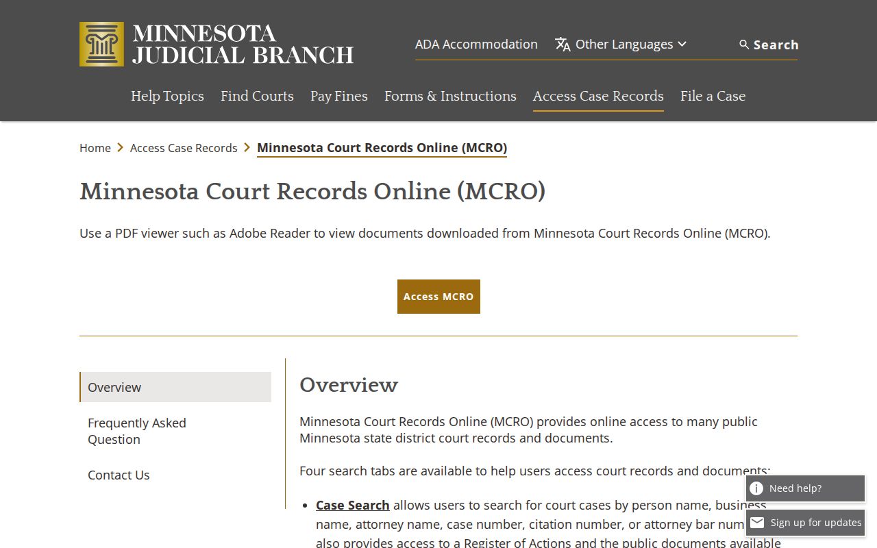 Houston County case lookup and MCRO coverage information