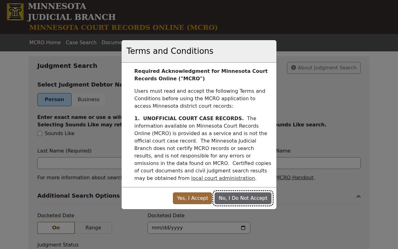 Houston County civil docket MCRO judgment and satisfaction search interface