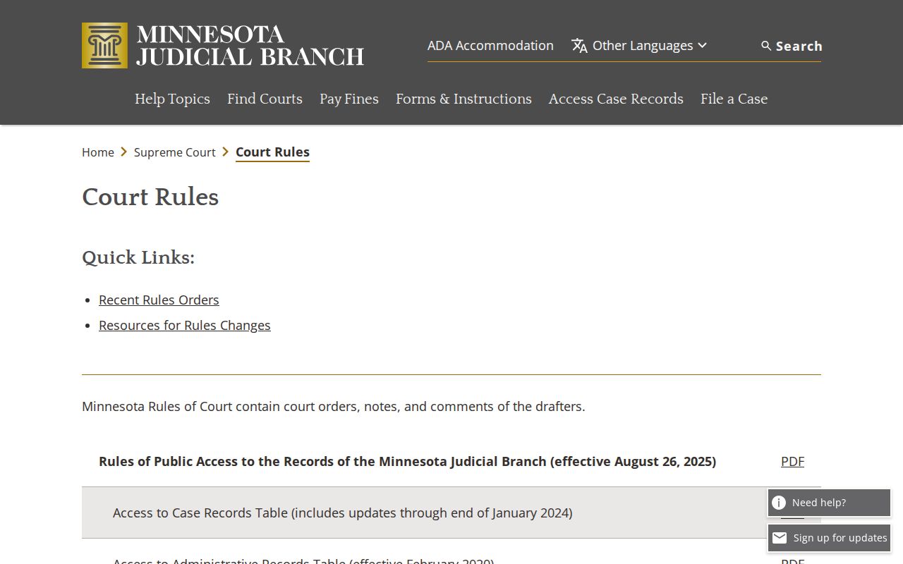 Houston County court dates and Minnesota court records rules