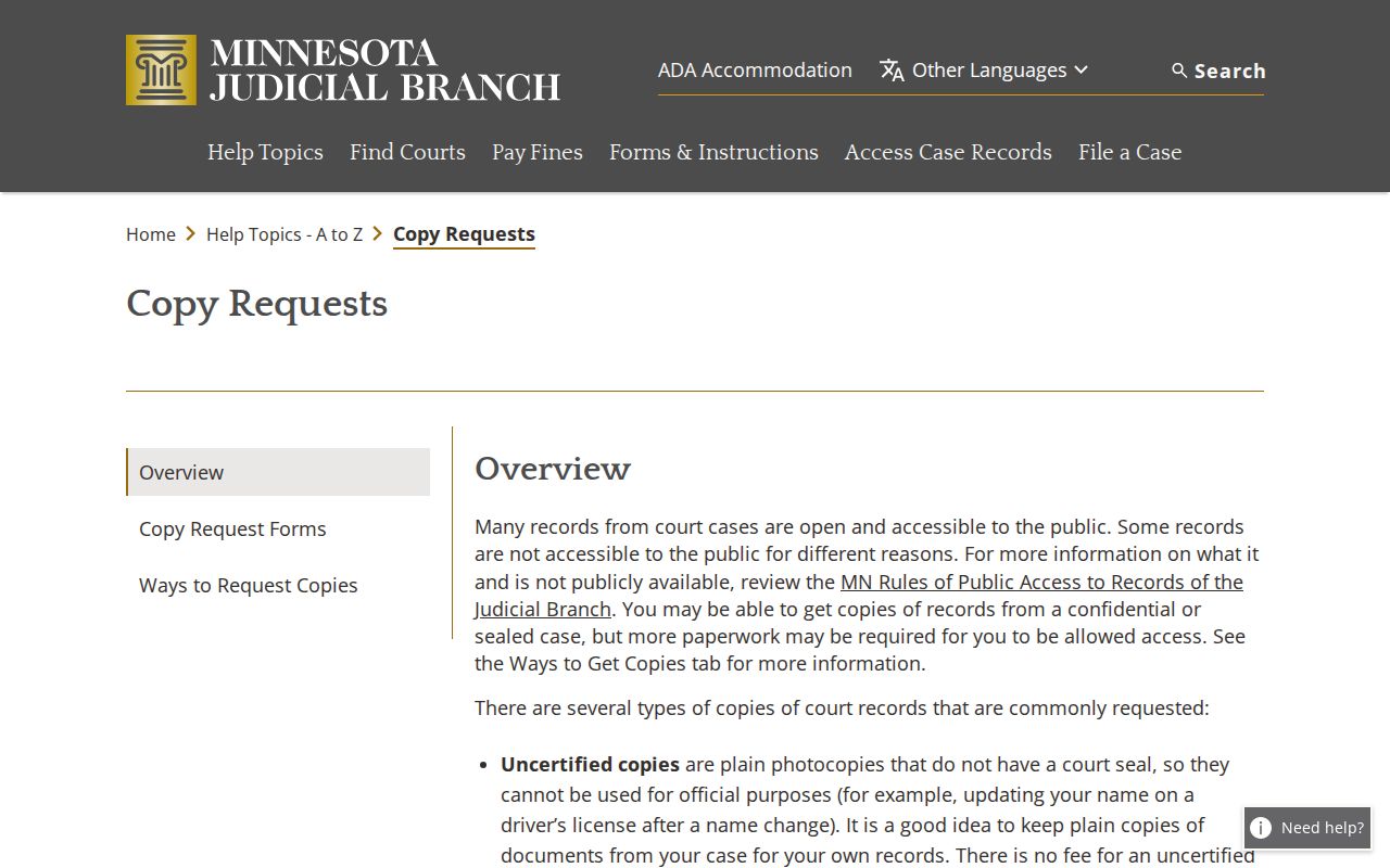 Houston County court records Minnesota copy request instructions
