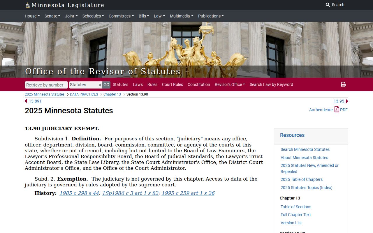 Houston County court records Minnesota judiciary records statute source