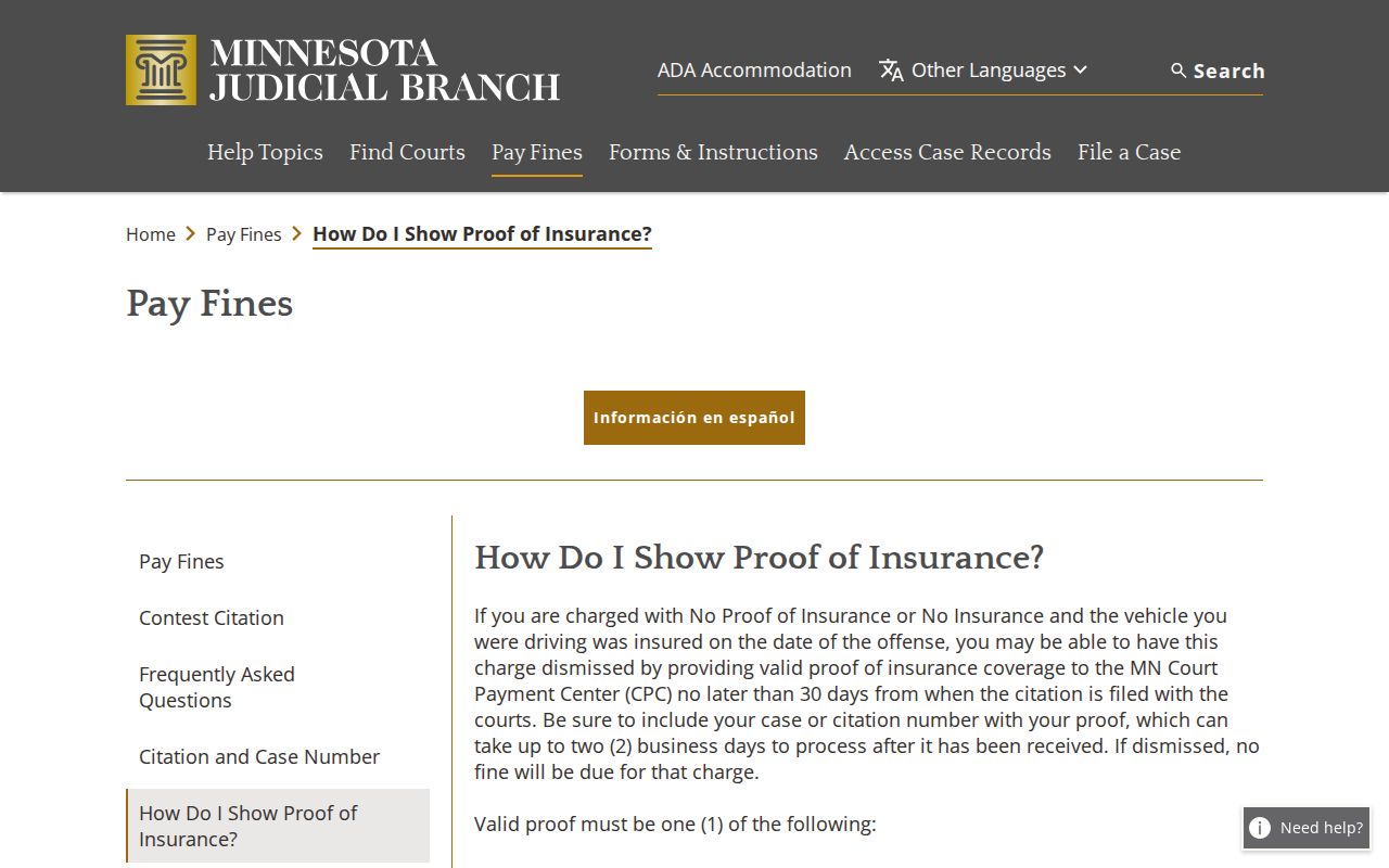 Houston County traffic tickets proof-of-insurance submission instructions